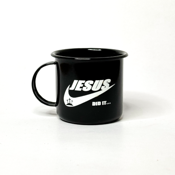 Caneca Esmaltada Jesus Did it - Preto